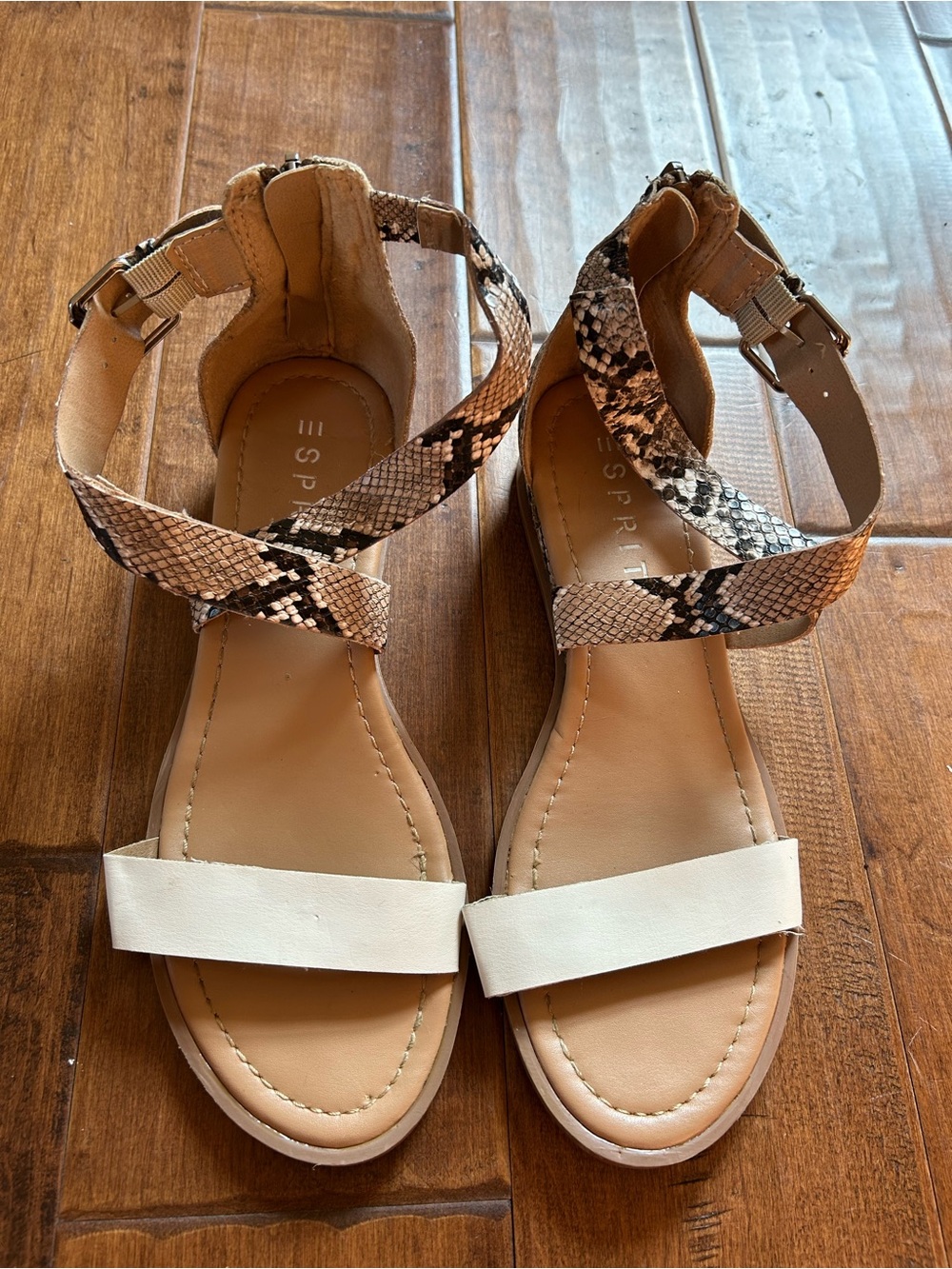 Esprit Women's Tan & Snake-Print Ankle Strap Sandals